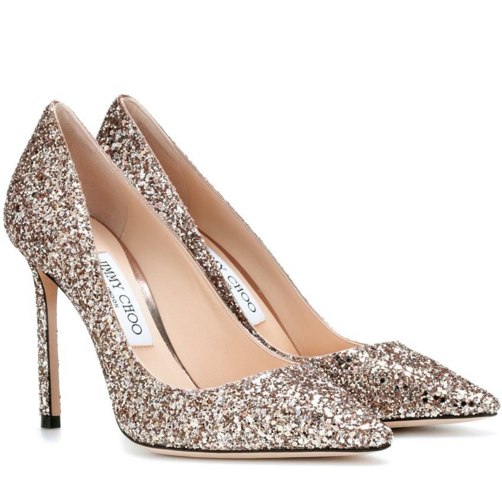 Jimmy Choo Romy 100 Glitter Pumps
